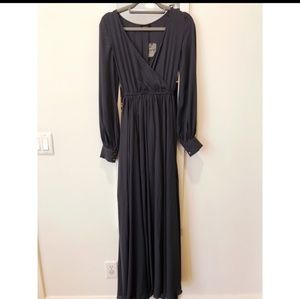 Gray long sleeved maxi dress